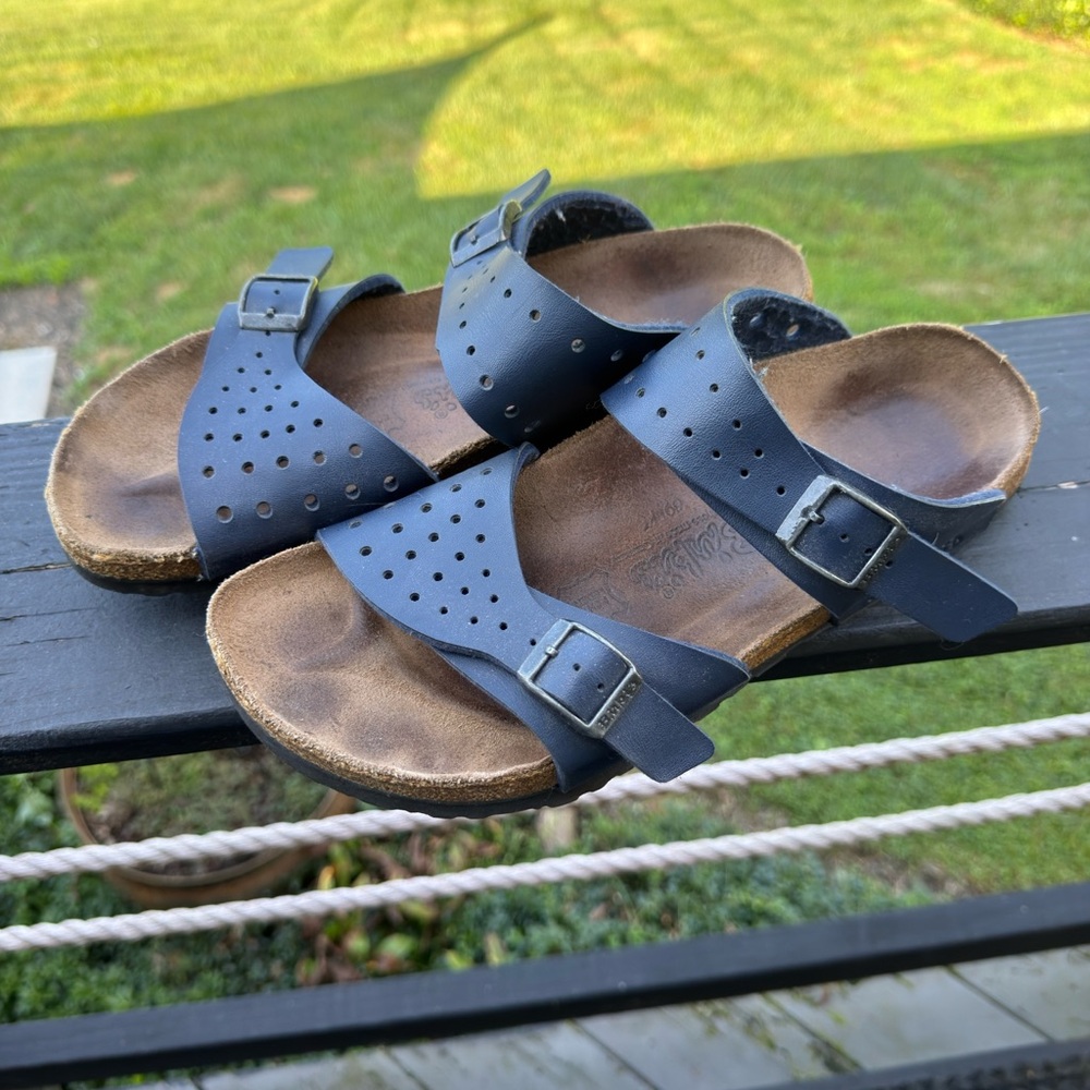 Navy Blue Birkenstock Perforated Sandals Size 41